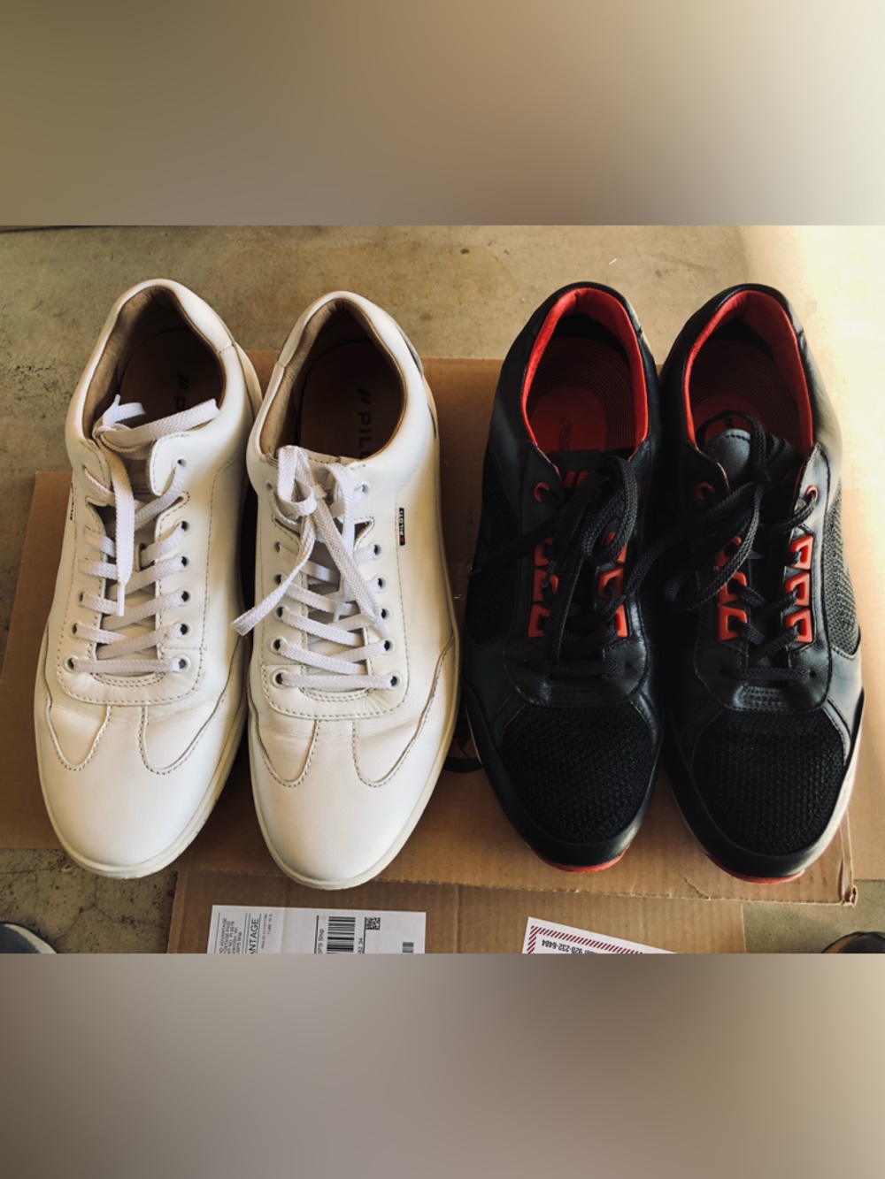 2 Pairs Of PILOTI Driving Shoes White SHIFT Black Prototipo RS Men Sz 10 NICE!